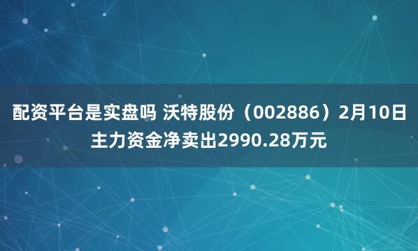 配资平台是实盘吗 沃特股份（002886）2月10日主力资金净卖出2990.28万元