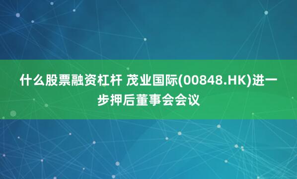什么股票融资杠杆 茂业国际(00848.HK)进一步押后董事会会议