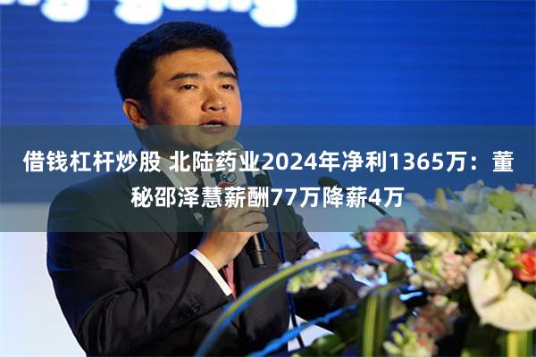 借钱杠杆炒股 北陆药业2024年净利1365万：董秘邵泽慧薪酬77万降薪4万